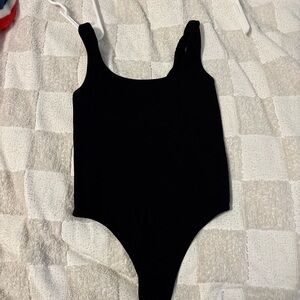 Black Ribbed Bodysuit